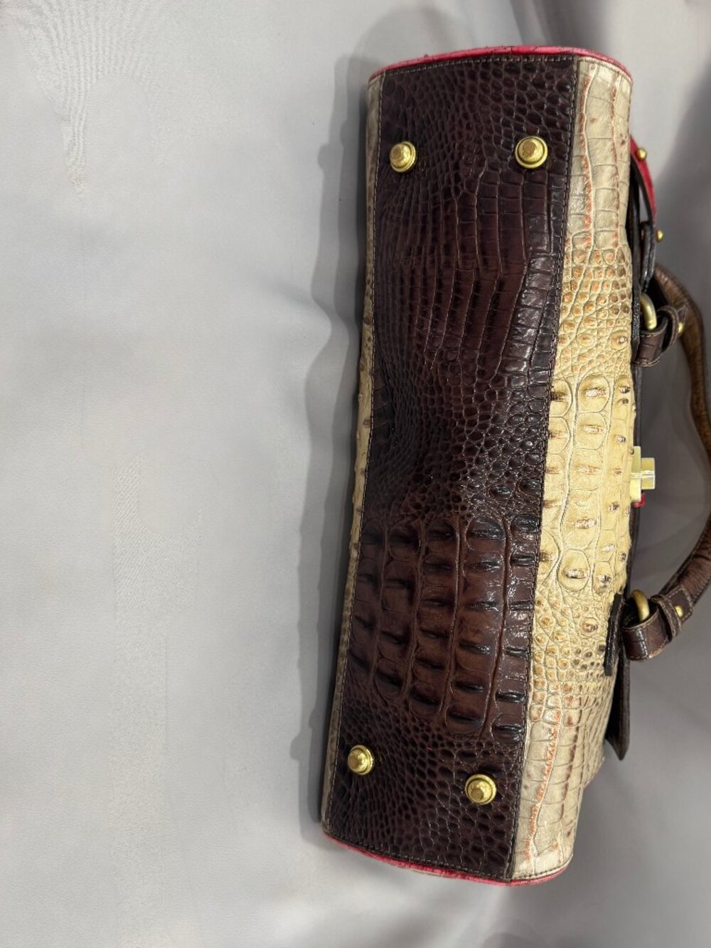 🤍 Brahmin Tri-Color Croc Embossed Leather Shoulder Satchel/Crossbody - Picture 3 of 14